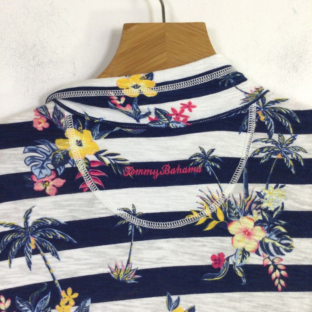 Tommy Bahama Womens Lanai and Order Floral Stripe Sweatshirt White Blue Size S - Picture 10 of 12